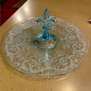 Vintage 1940s Fostoria Fleur De Lis Platter